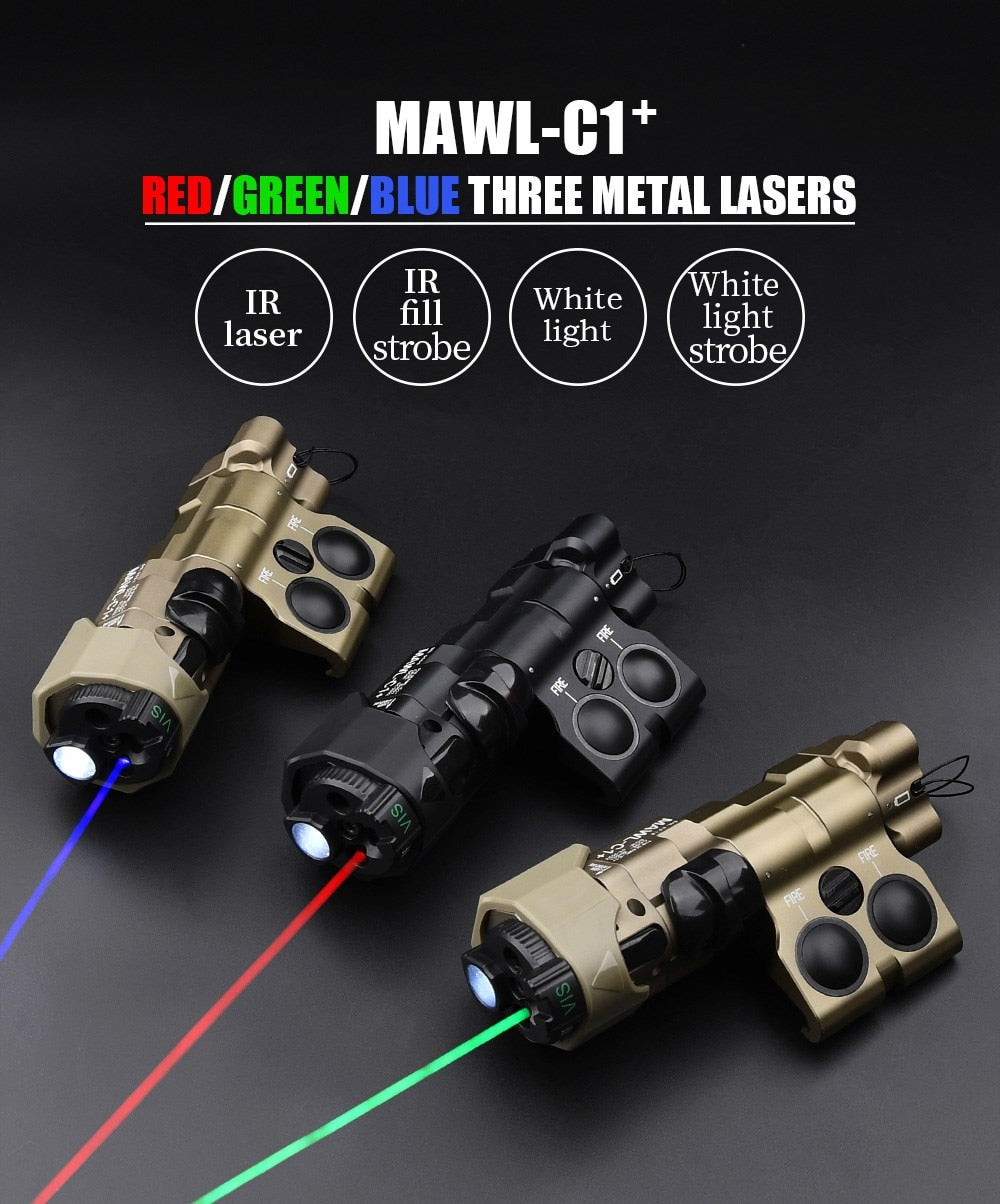 WADSN Tactical MAWL-C1Metal *Upgraded* Aiming LED, Red/Green/Blue Laser, IR Illumination for Airsoft