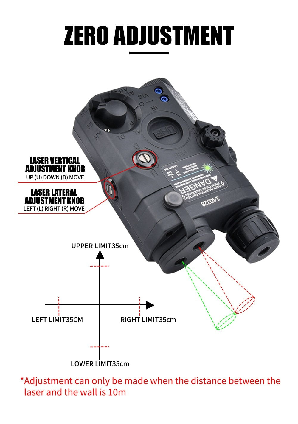 WADSN Tactical PEQ15 IR Illuminator, Flashlight, Green/Red Dot Laser