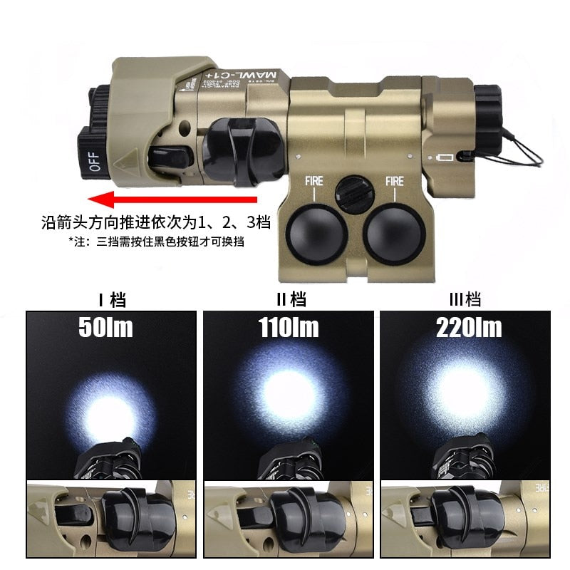 WADSN Tactical MAWL-C1Metal *Upgraded* Aiming LED, Red/Green/Blue Laser, IR Illumination for Airsoft